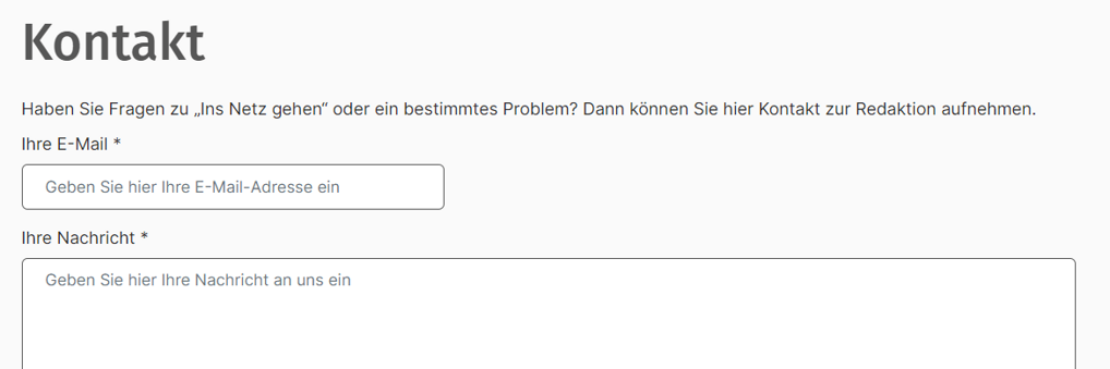 Foto zeigt das E-Mail-Formular.